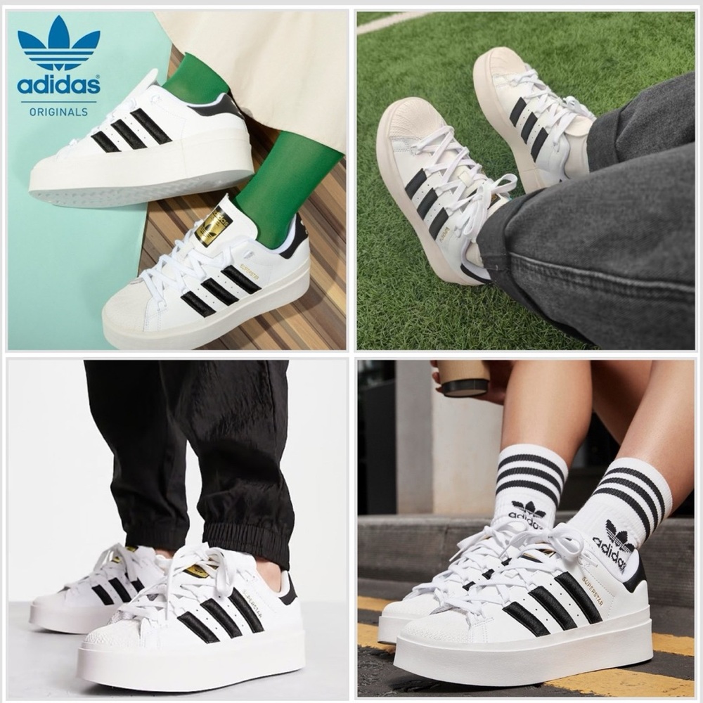 NWT Adidas Superstar Bonega W Sneakers – Women’s Size 8 – White/Black/Gold